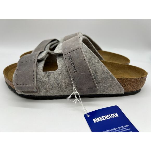 Birkenstock Uji Natural Leather Felt Light Gray Sandal Men’s Size 10 New main image 10